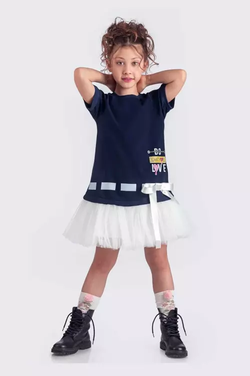 Penye Tül Etekli Elbise