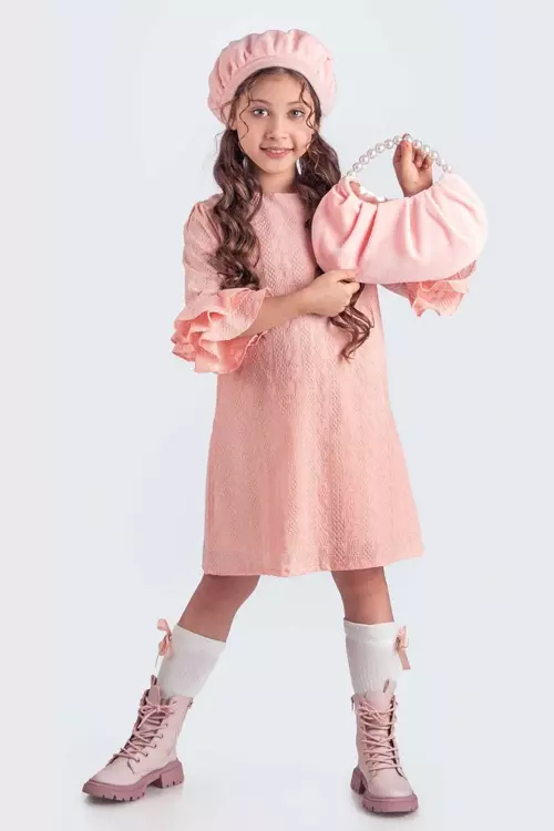 Valon kesim Elbise Şapkalı Çantalı