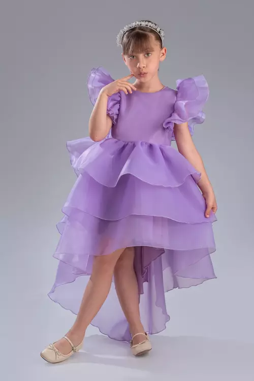 Şık Tasarım Prenses Taçlı Kuyruklu Kız Çocuk Abiye