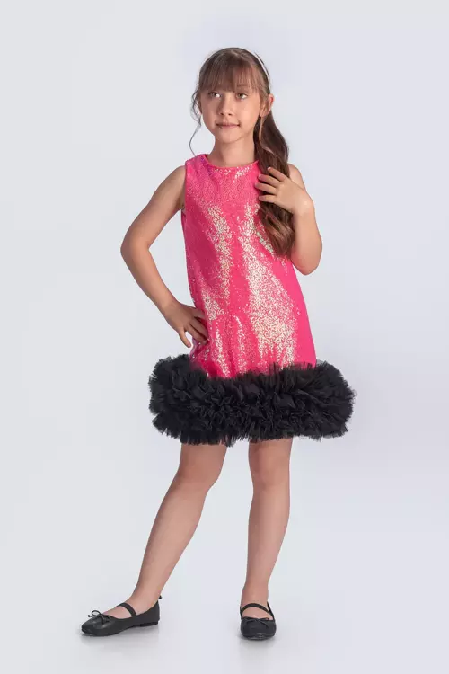 Pul Payet Etek Ucu Tütü Kız Çocuk Abiye Elbise