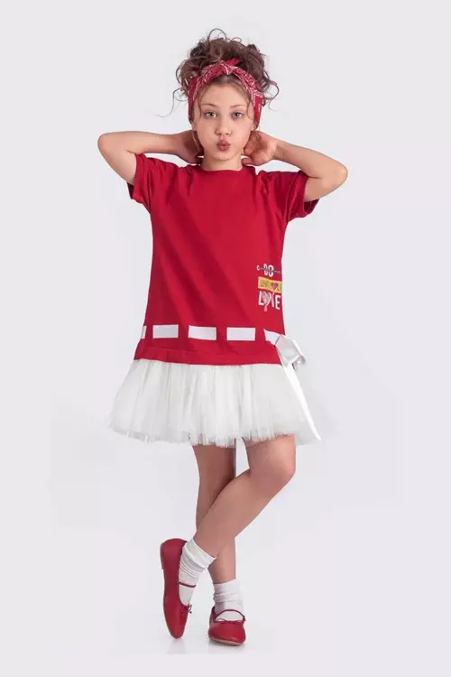 Penye Tül Etekli Elbise