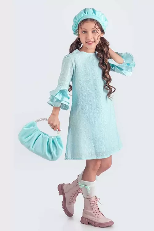 Valon kesim Elbise Şapkalı Çantalı