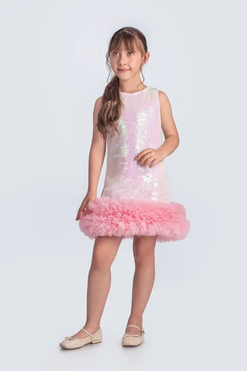 Pul Payet Etek Ucu Tütü Kız Çocuk Abiye Elbise