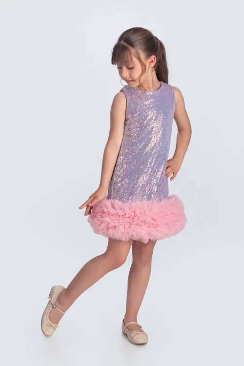 Pul Payet Etek Ucu Tütü Kız Çocuk Abiye Elbise