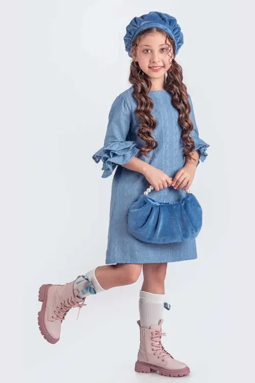 Valon kesim Elbise Şapkalı Çantalı