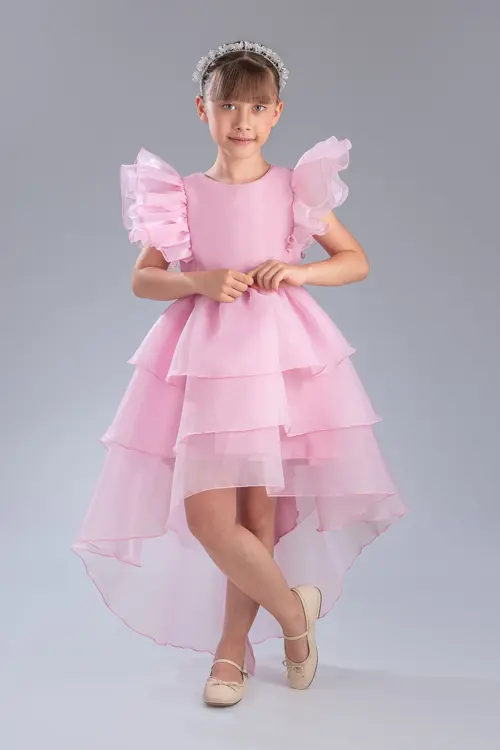 Şık Tasarım Prenses Taçlı Kuyruklu Kız Çocuk Abiye