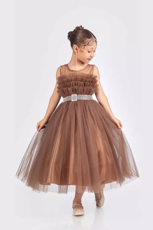 Saten Abiye Sırt Gipeli Askılı Elbise