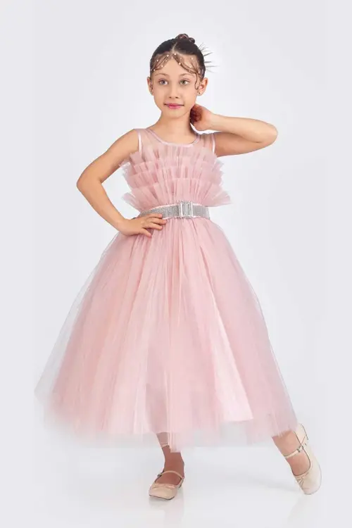 Saten Abiye Sırt Gipeli Askılı Elbise