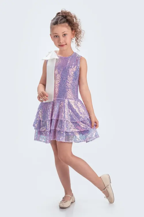 Etekli Şık Elbise Pullu 3 Kat