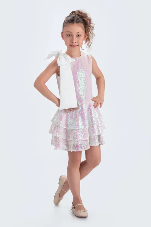 Etekli Şık Elbise Pullu 3 Kat