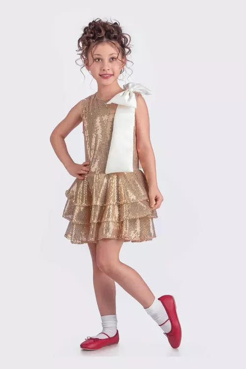 Etekli Şık Elbise Pullu 3 Kat