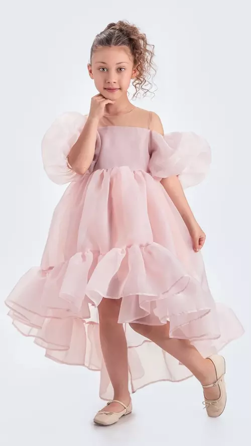 Kuyruklu Kız Çocuk Abiye Elbise Karolin Kumaş