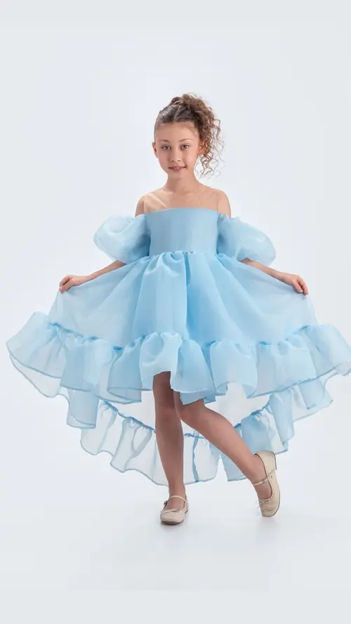 Kuyruklu Kız Çocuk Abiye Elbise Karolin Kumaş