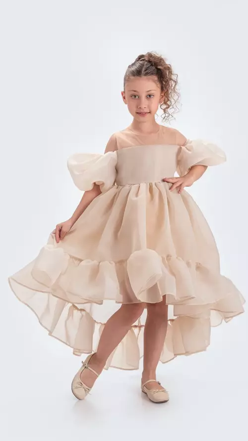 Kuyruklu Kız Çocuk Abiye Elbise Karolin Kumaş