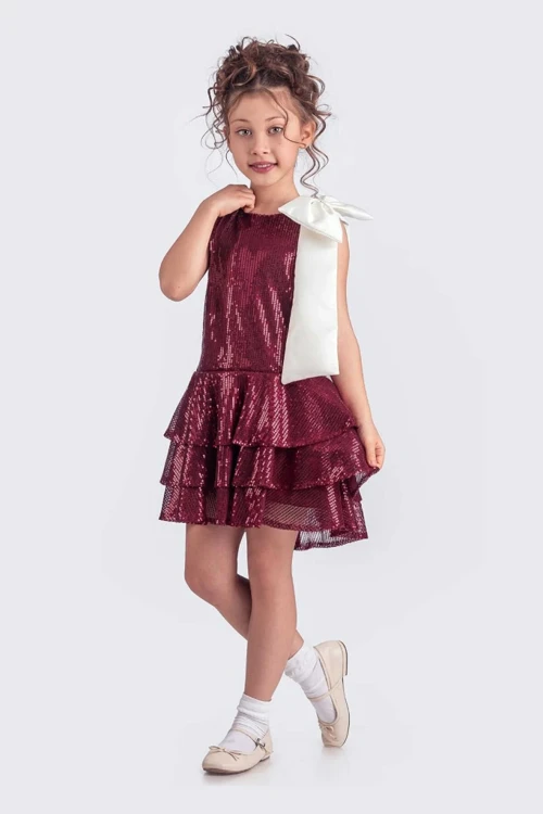Etekli Şık Elbise Pullu 3 Kat