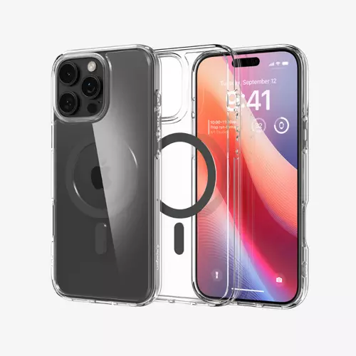 iPhone 16 Pro Max ince MagSafe Kılıf Ultra Hybrid Sararma Karşıtı DuraClear™ Hava Kanalı Teknolojisi™ Askeri Sınıf Koruma MagFit Graphite Şeffaf Kapak - ACS07999