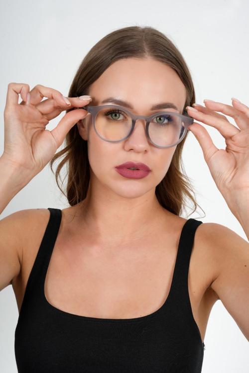 Yuvarlak Gri Olivier Philippe Mavi Işık Koruyucu Gözlük