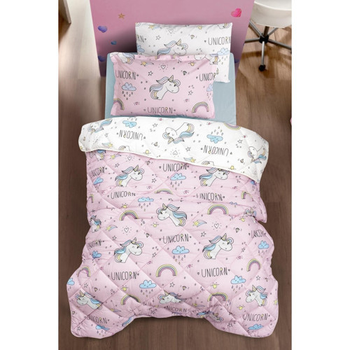 CLASY TEK KİŞİLİK NATURE YORGAN UNİCORN PEMBE