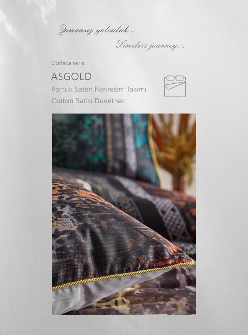 CLUP COTTON ÇİFT KİŞİLİK PAMUK SATEN NEVRESİM TAKIMI ASGOLD GRİ
