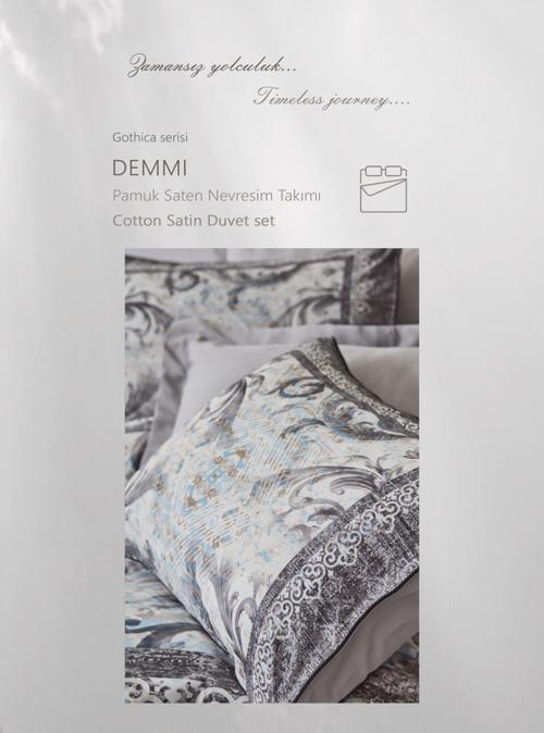 ÇİFT KİŞİLİK PAMUK SATEN NEVRESİM TAKIMI DEMMİ GRİ