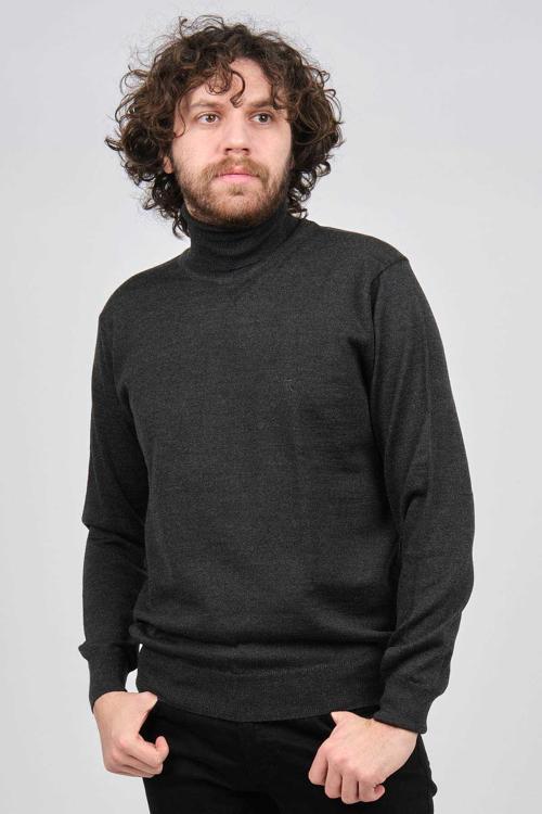 Erkek Tam Balıkçı Yün Kazak 1345503 Antrasit