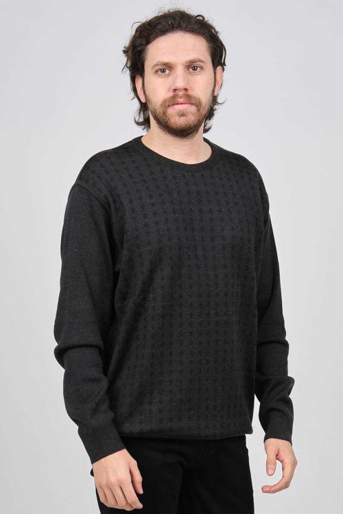 Erkek Bisiklet Yaka Desenli Kazak 425554216 Lacivert