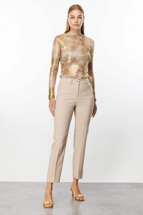 Kadın Köşe Cep Dar Paça Pantolon 4520 Taş