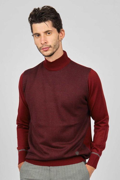 Erkek Yarım Balıkçı Yaka Yün Kazak 4531200 Bordo