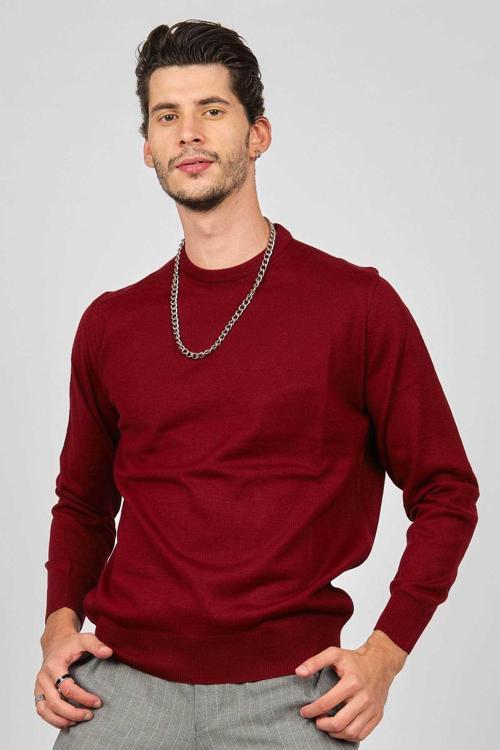 Erkek Bisiklet Yaka Yün Kazak 4536063 Bordo