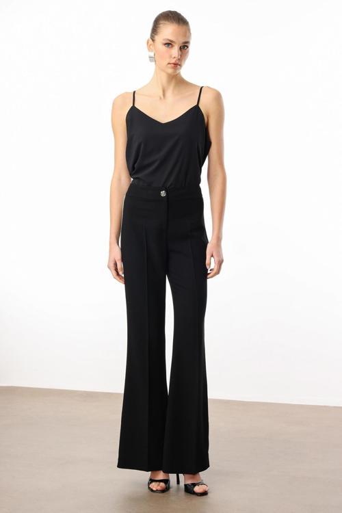 Kadın Yanları Şerit Swaroski Pantolon 5008 Siyah