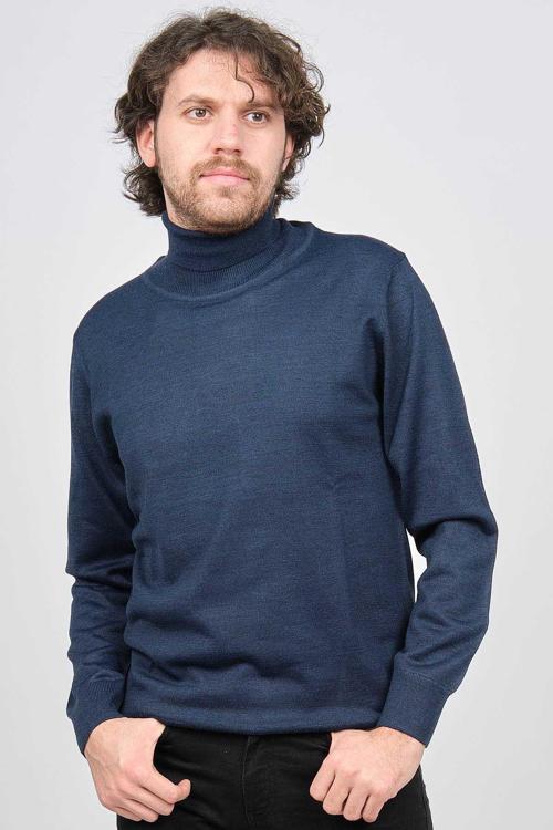 Erkek Balıkçı Yaka Yün Kazak 6090008 Indigo