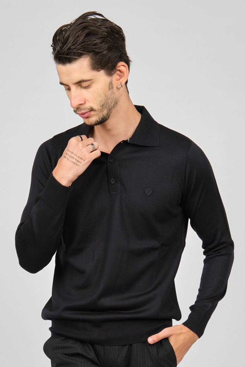 Erkek Polo Yaka Yün Kazak 4534164 Lacivert