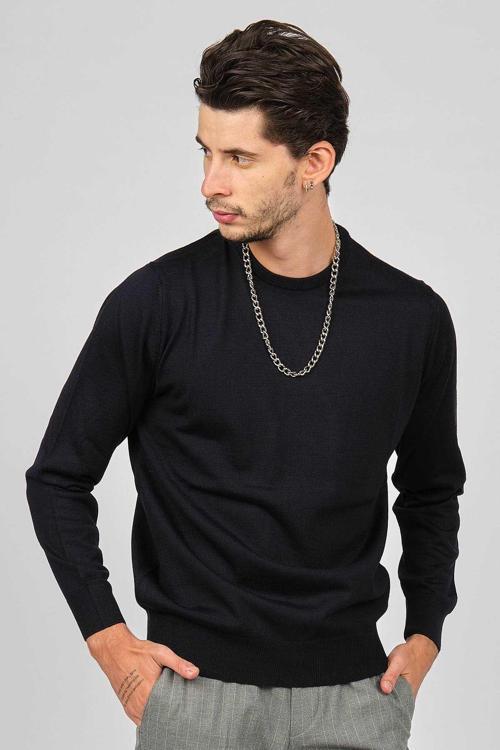 Erkek Bisiklet Yaka Yün Kazak 4536063 Lacivert