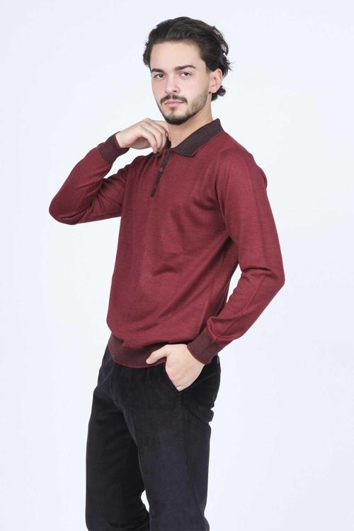 Erkek Polo Yaka Yün Kazak 6091903 Bordo