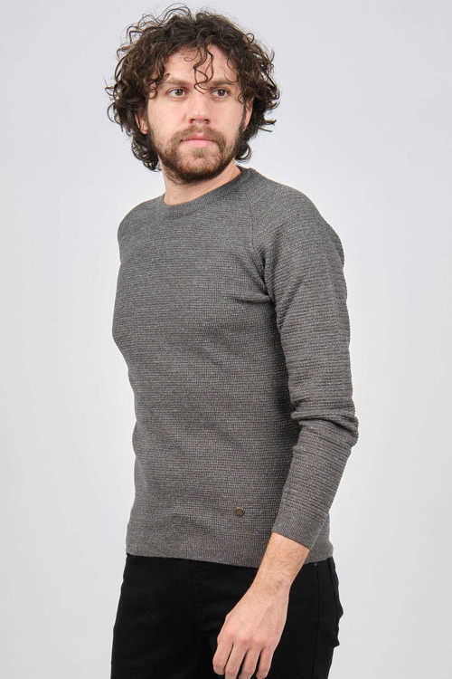 Erkek Bisiklet Yaka Slim Fit Kazak 42554259 Gri
