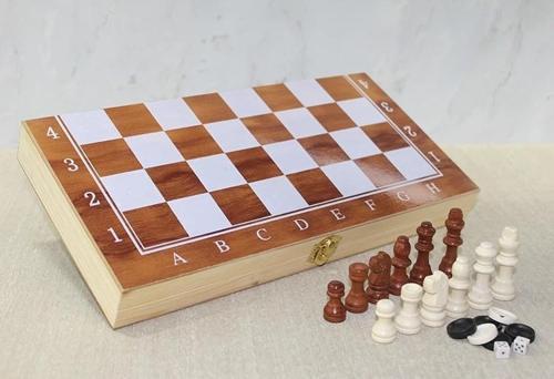 Ahşap Kutulu Satranç Ve Tavla Seti Alk4023