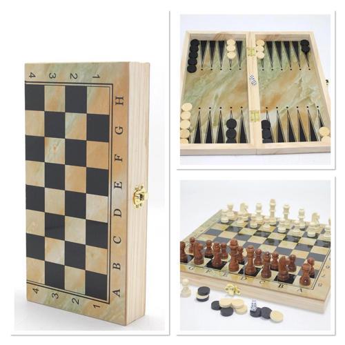 Ahşap Kutulu Satranç Ve Tavla Seti Alk4219