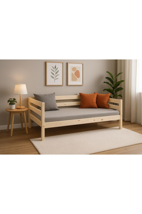 Ahşap Sedir Kanepe 90X150 Cm (İç Ölçü) Mindersiz Doğal Natural Masif Ahşap