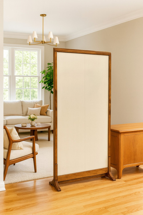 180Cm X 100Cm Masif Ahşap Çerçeveli Ayaklı Kumaş Paravan Seperatör Oda Ayırıcı Dekor 180Cm X 100Cm