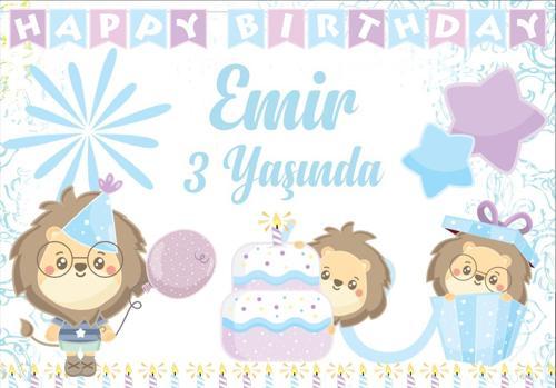 Sevimli Arslan Temalı Doğum Günü Afişi - 70x100 Cm