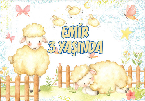Koyun Temalı Doğum Günü Afişi - 50x70 Cm