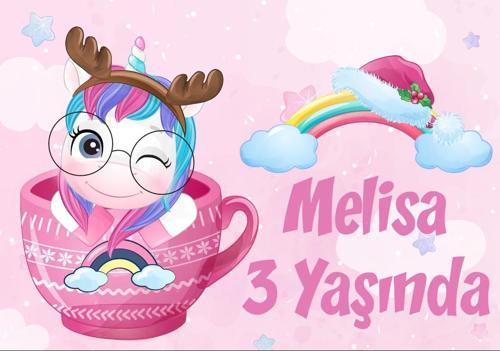 Pembe Univorn Doğum Günü Afişi - 100x150 Cm