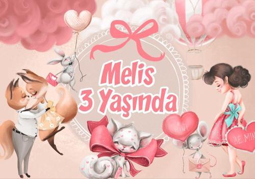 Pembe Kalp Temalı Doğum Günü Afişi - 70x100 Cm