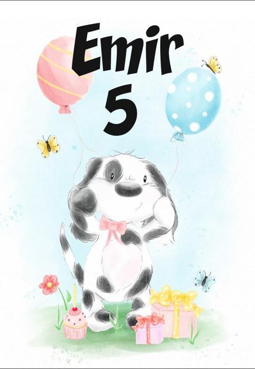 Sevimli köpek temalı Doğum Günü Afişi - 70x100 Cm