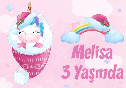 Pembe Univorn Doğum Günü Afişi - 100x150 Cm