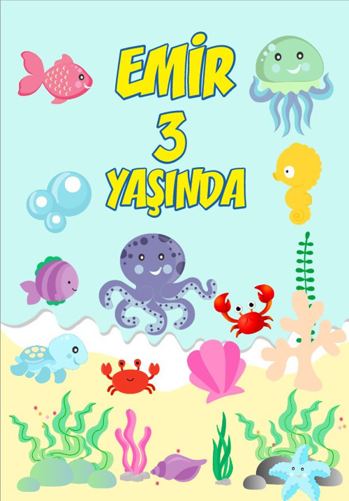 Su Altı Yaşamı Doğum Günü Afişi - 100x150 Cm
