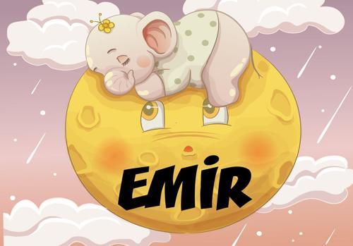 Ayda Uyuyan Fil Temalı Doğum Günü Afişli - 100x150 Cm