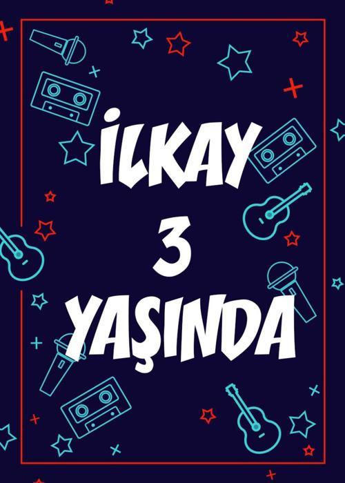 Müzik Aletlerii Temalı Doğum Günü Afişi - 70x100 Cm