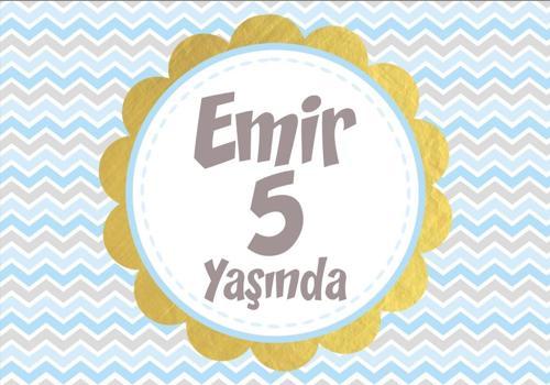 Mavi Çizgili Doğum Günü Afişi - 50x70 Cm