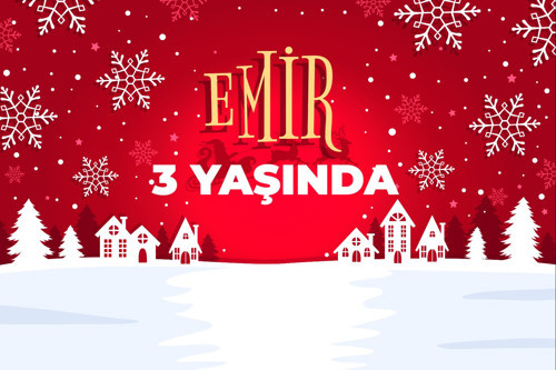 Kar ve Şehir Temalı Doğum Günü Afişi - 50x70 Cm